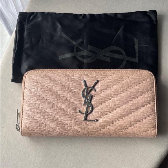 Yves Saint Laurent Handbags - YSL wallet in bush pink silver hardware with dust bag and COA